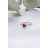 Кольцо серебряное Сердечко красное (536к)