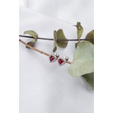 Серьги пусеты-гвоздики серебряные Сердечки красные (536с)