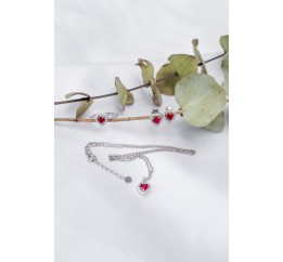 Колье серебряное Сердечко красное (536п)