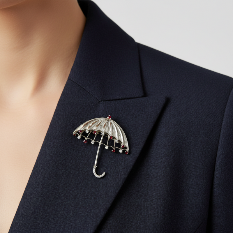 Брошь серебряная Зонт (620079)