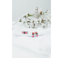 Серьги серебряные с эмалью Вышиванка красные (А046скч)