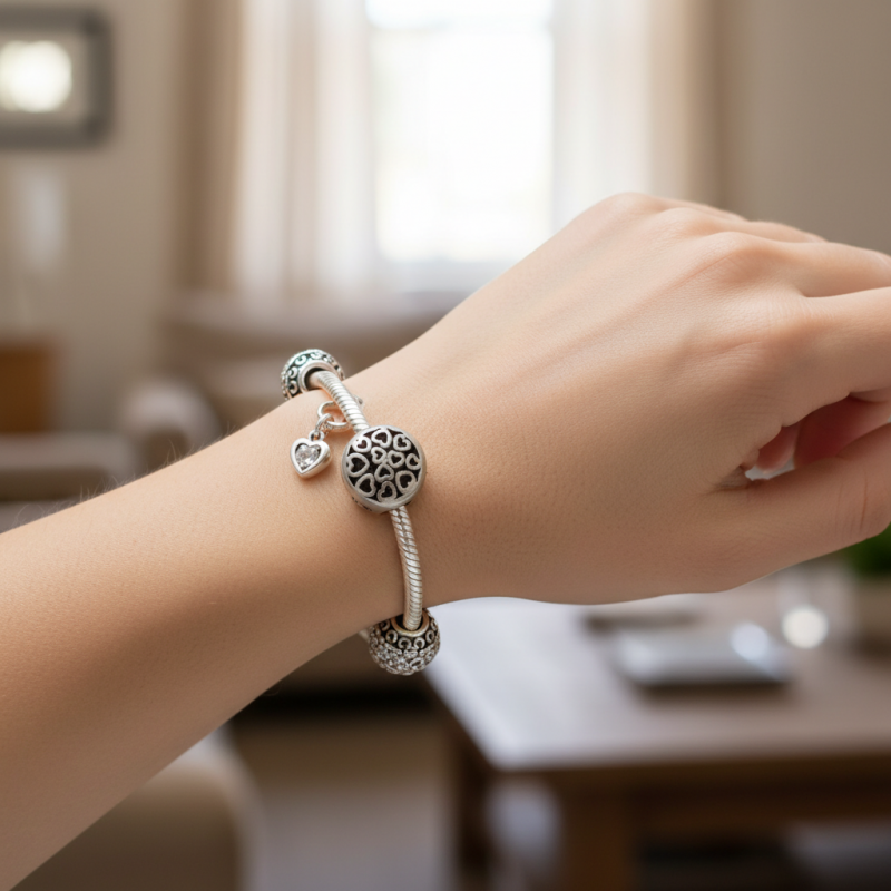 Шарм  серебряный Любящие сердца (П5/7015)