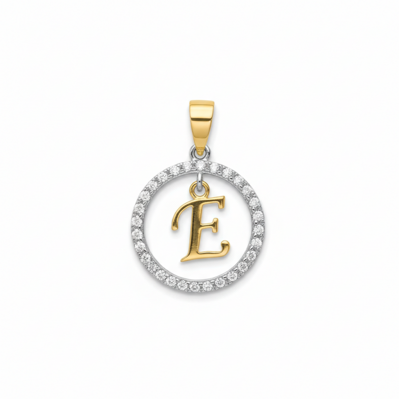 Подвес серебряный с золотом буква Е (050пЕР)