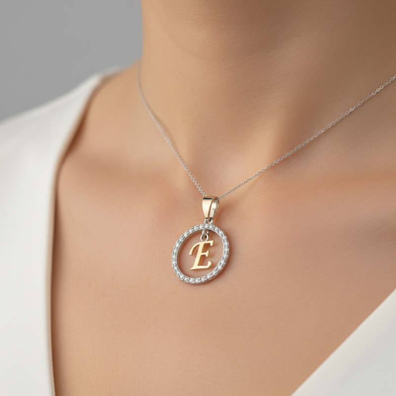 Подвес серебряный с золотом буква Е (050пЕР)