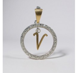 Подвес серебряный с золотом буква V (050пVР)
