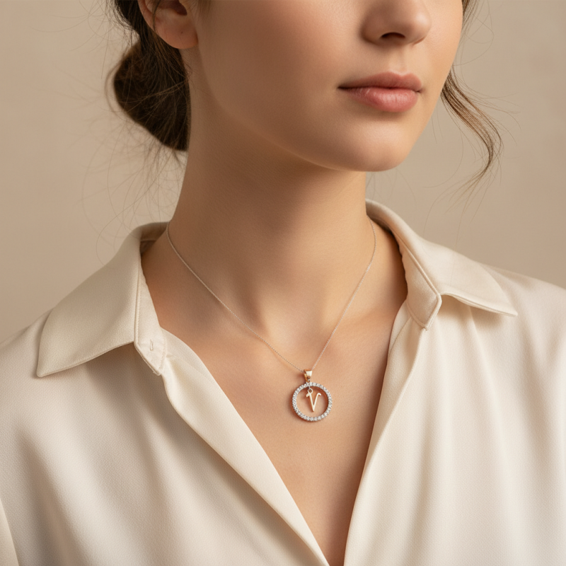 Подвес серебряный с золотом буква V (050пVР)