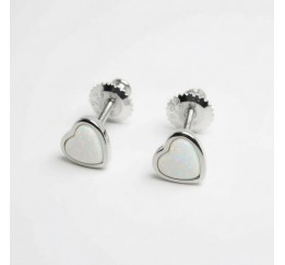 Серьги пусеты-гвоздики серебряные с натуральным опалом (СК2ОПБ/1185)