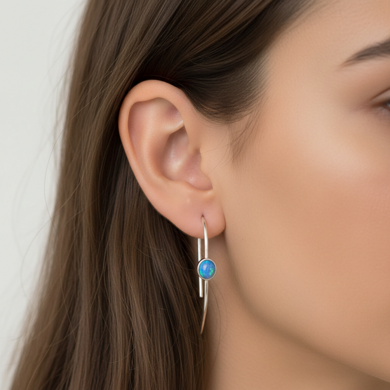 Серьги серебряные с натуральным опалом (С2опг/1562)