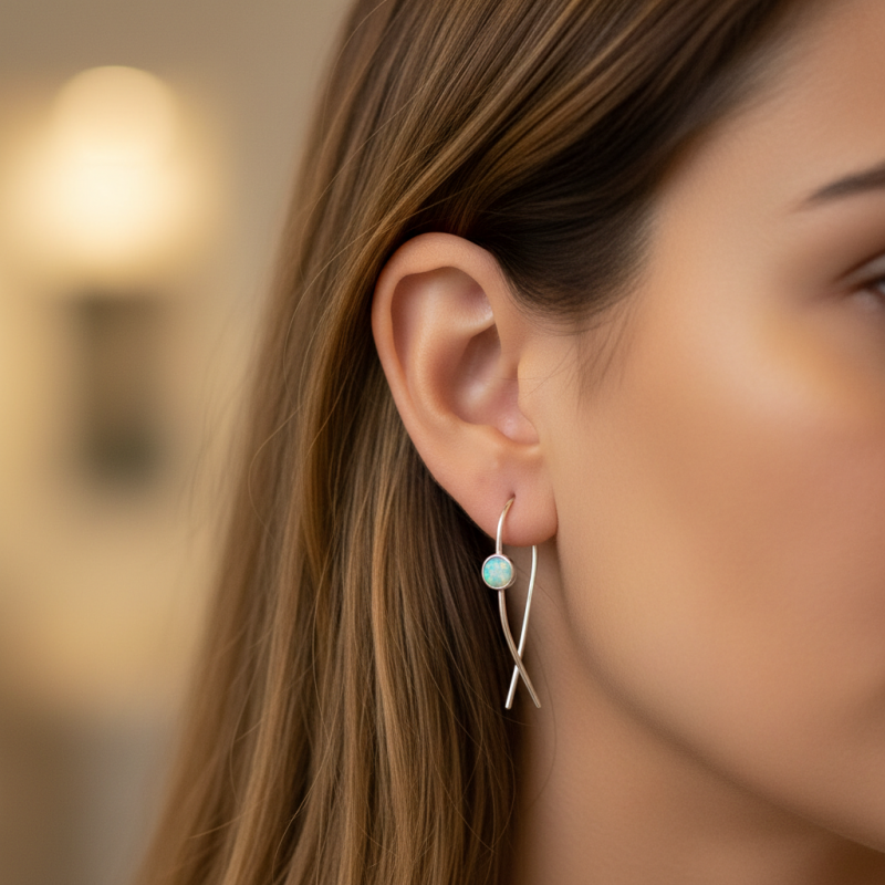 Серьги серебряные с натуральным опалом (С2опб/1562)