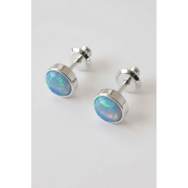 Серьги серебряные пусеты-гвоздики с натуральным опалом (Ск2опг/1184)