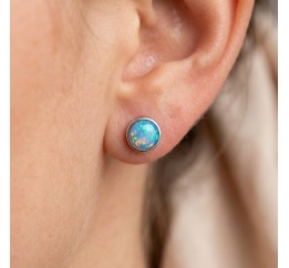 Серьги серебряные пусеты-гвоздики с натуральным опалом (Ск2опг/1184)