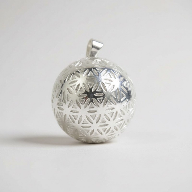Подвес серебряній  Шар со снежинками (7364)