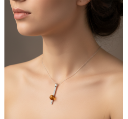 Подвес серебряный с золотом и янтарём (904пя)