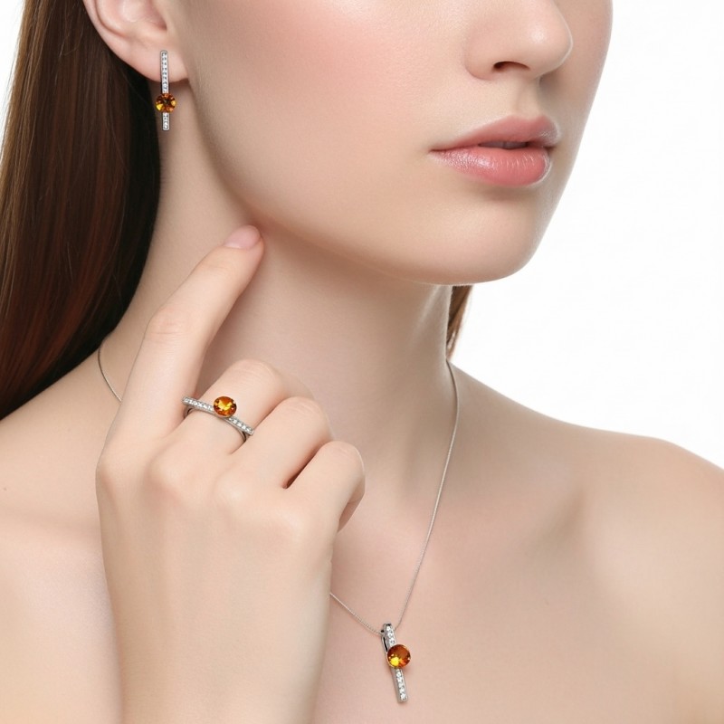 Подвес серебряный с золотом и янтарём (904пя)