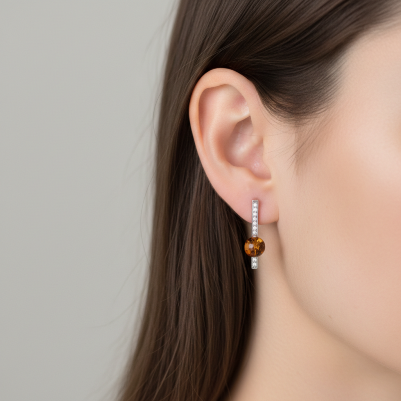 Серьги серебряные с янтарём (904ся)