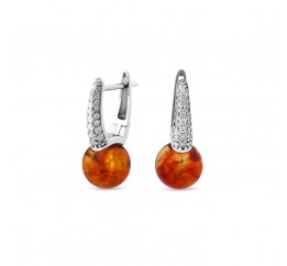 Серьги серебряные с янтарём (812ся)