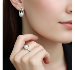 Серьги серебряные с золотом и жемчугом (107сж)