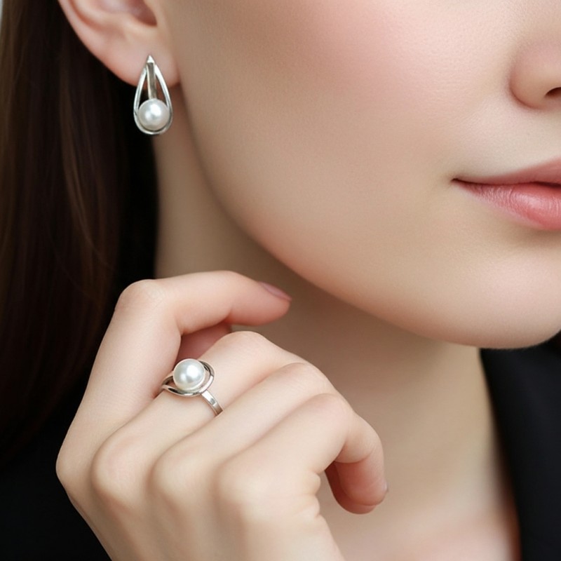 Серьги серебряные с золотом и жемчугом (107сж)