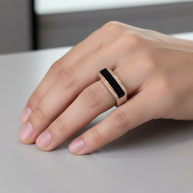 Печатка серебряная с золотом и ониксом (209)