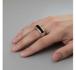 Печатка серебряная с золотом и ониксом (209)