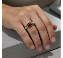 Кольцо серебряное с золотом и янтарём Франческа (214к)