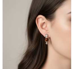 Серьги серебряые с золотом и янтарем Франческа (214ся)