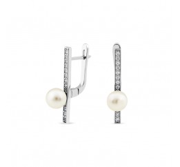Серьги серебряные с жемчугом (904сж)