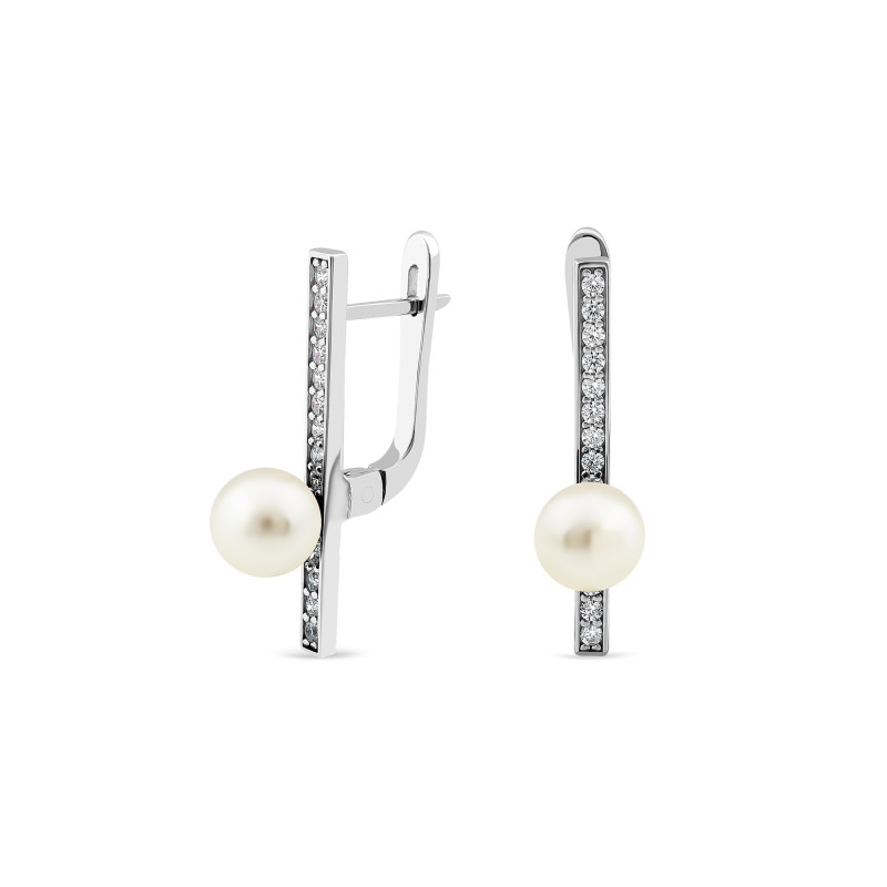 Серьги серебряные с жемчугом (904сж)