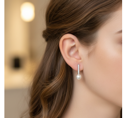 Серьги серебряные с жемчугом (904сж)