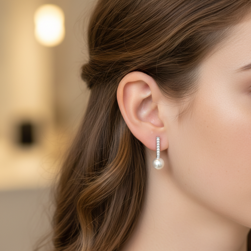 Серьги серебряные с жемчугом (904сж)