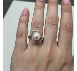 Кольцо серебряное с жемчугом (1347к)