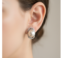 Серьги серебряные с жемчугом (1347с)