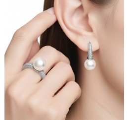 Серьги серебряные с жемчугом (812сж)