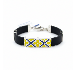 Браслет каучуковый с серебром Вишиванка желый (1049Аж)