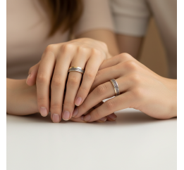 Кольцо серебряное обручальное с золотом Вишиванка (473/1к)