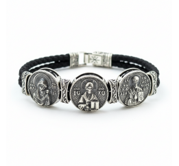 Браслет каучуковый с серебром (1156/1)