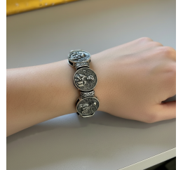 Браслет каучуковый с серебром (1156/1)