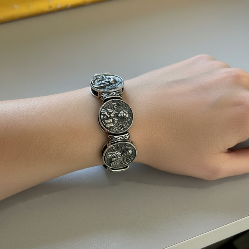 Браслет каучуковый с серебром (1156/1)