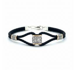 Браслет шелковый с серебряными вставками (257ш)