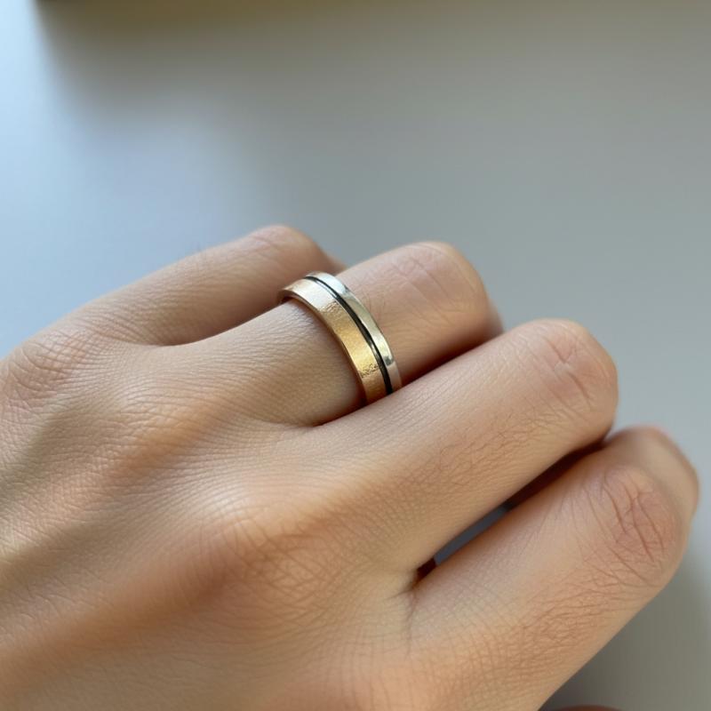Кольцо серебряное обручальное с золотом (026к)