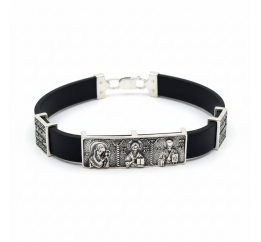 Браслет каучуковый с серебром (1079А)