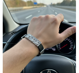 Браслет каучуковый с серебром (1079А)