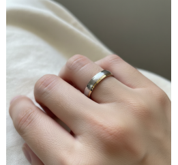 Кольцо серебряное обручальное с золотом (362к)