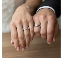Кольцо серебряное обручальное с золотом (026к)