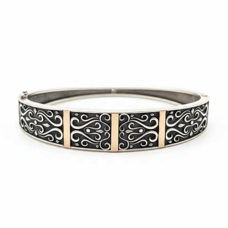 Браслет серебряный с золотом (467бр)