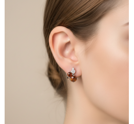 Серьги серебряные с золотом и янтарём (881ся)