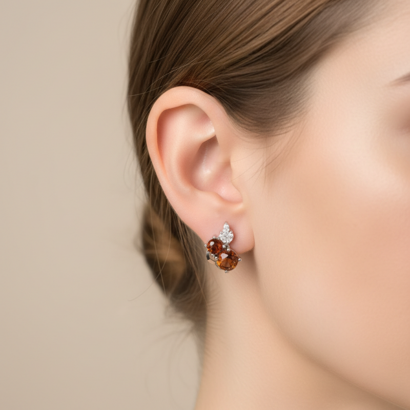 Серьги серебряные с золотом и янтарём (881ся)