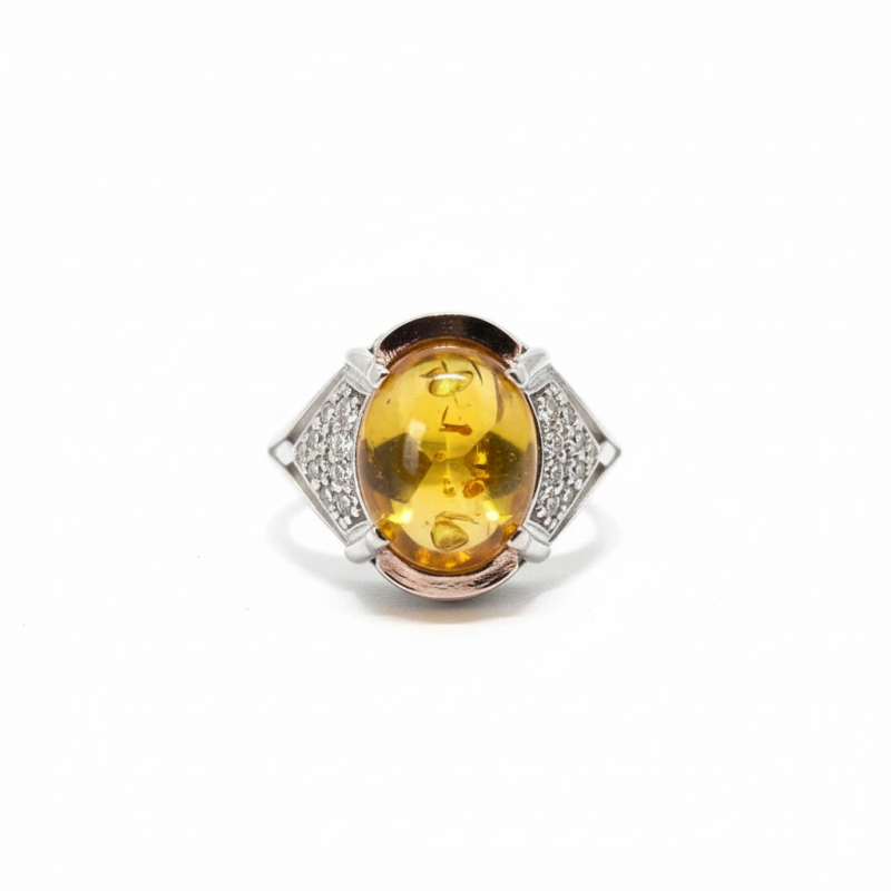 Кольцо серебряное с янтарём (243кя)