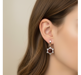 Серьги серебряные с золотом и янтарём (933ся)