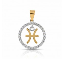 Подвес серебряный с золотом знак зодиака Рыбы (054п рыбы)